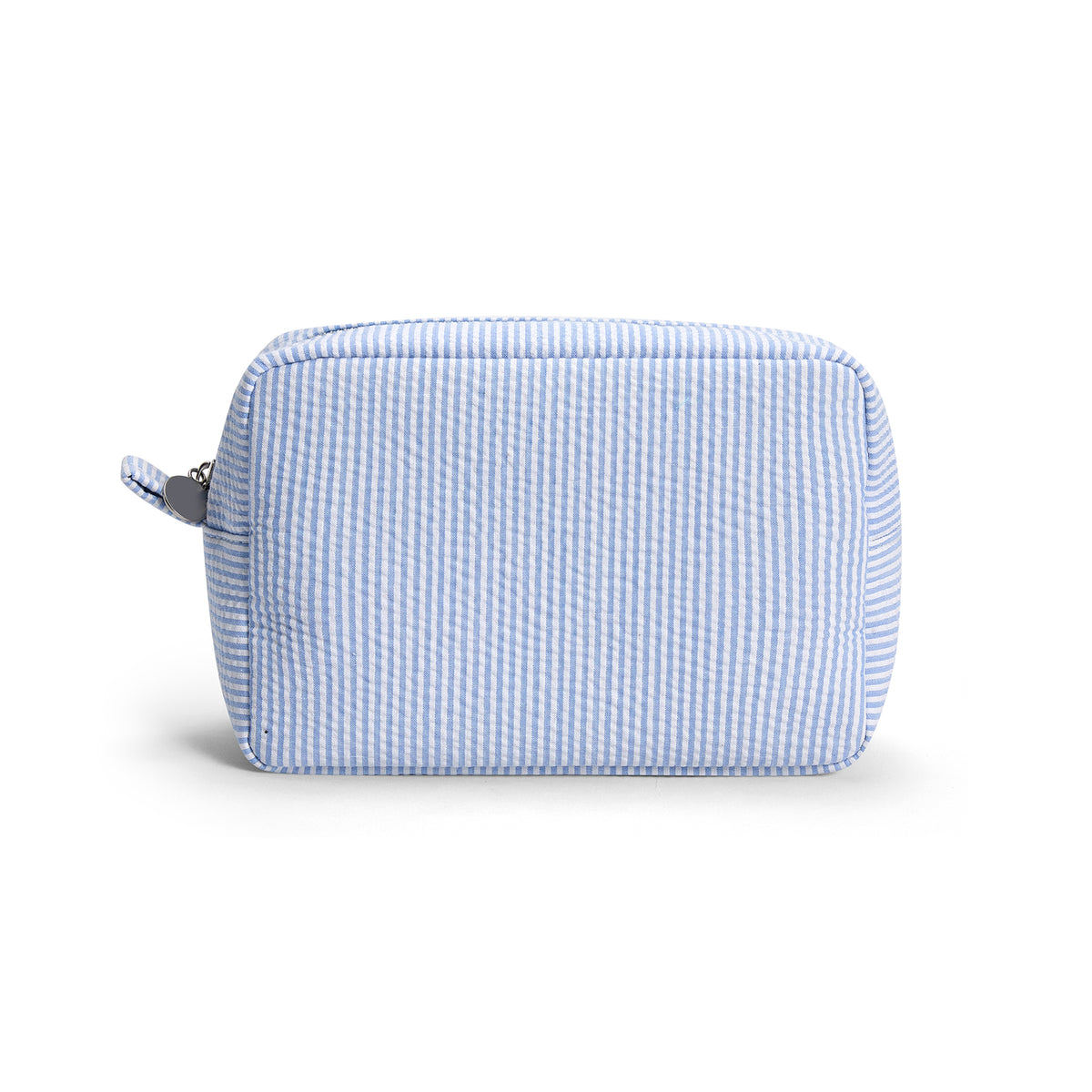 Seersucker Striped Makeup Bag – Cotton Cosmetic Pouch for Women