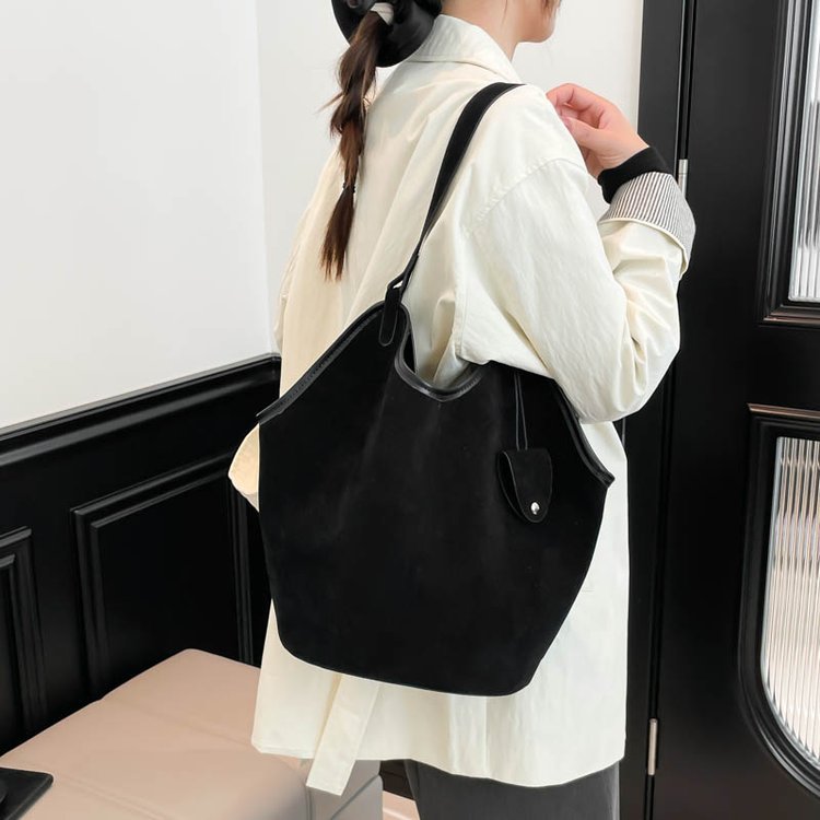 Suede Hobo Bag with Matching Pouch – Slouchy Shoulder Bag for Women
