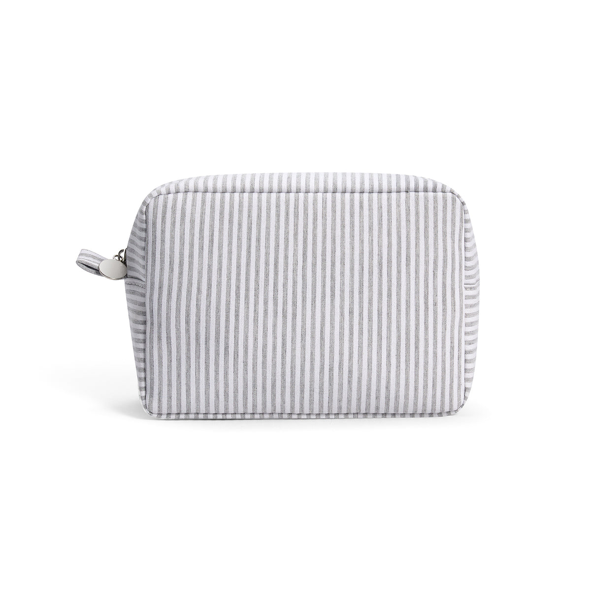 Seersucker Striped Makeup Bag – Cotton Cosmetic Pouch for Women