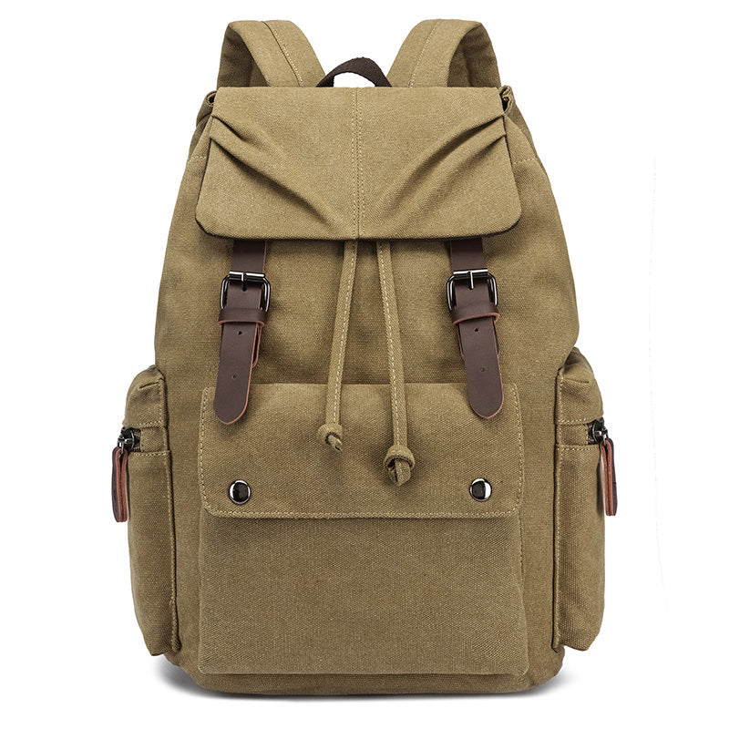 Vintage Canvas Rucksack Backpack with Leather Straps