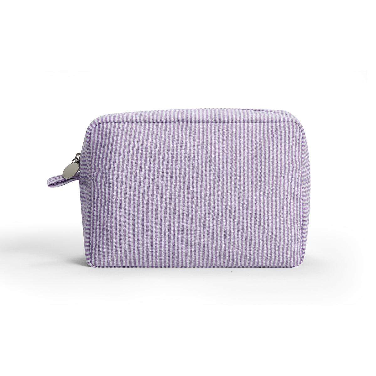 Seersucker Striped Makeup Bag – Cotton Cosmetic Pouch for Women