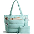 Quilted Puffer Tote Bag with Pouch – Lightweight Padded Shoulder Bag for Women