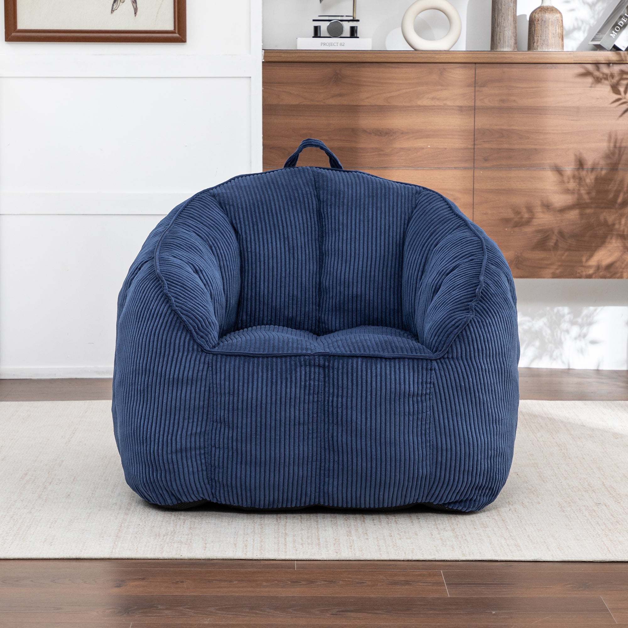 Multi-Color Corduroy Bean Bag Ottoman Set