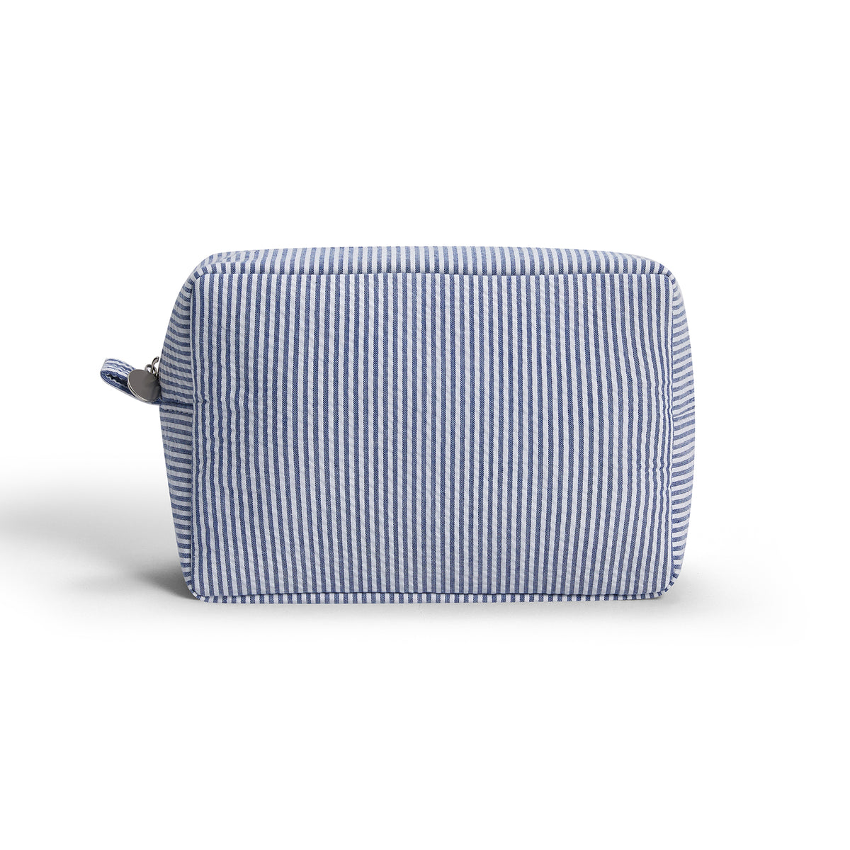 Seersucker Striped Makeup Bag – Cotton Cosmetic Pouch for Women