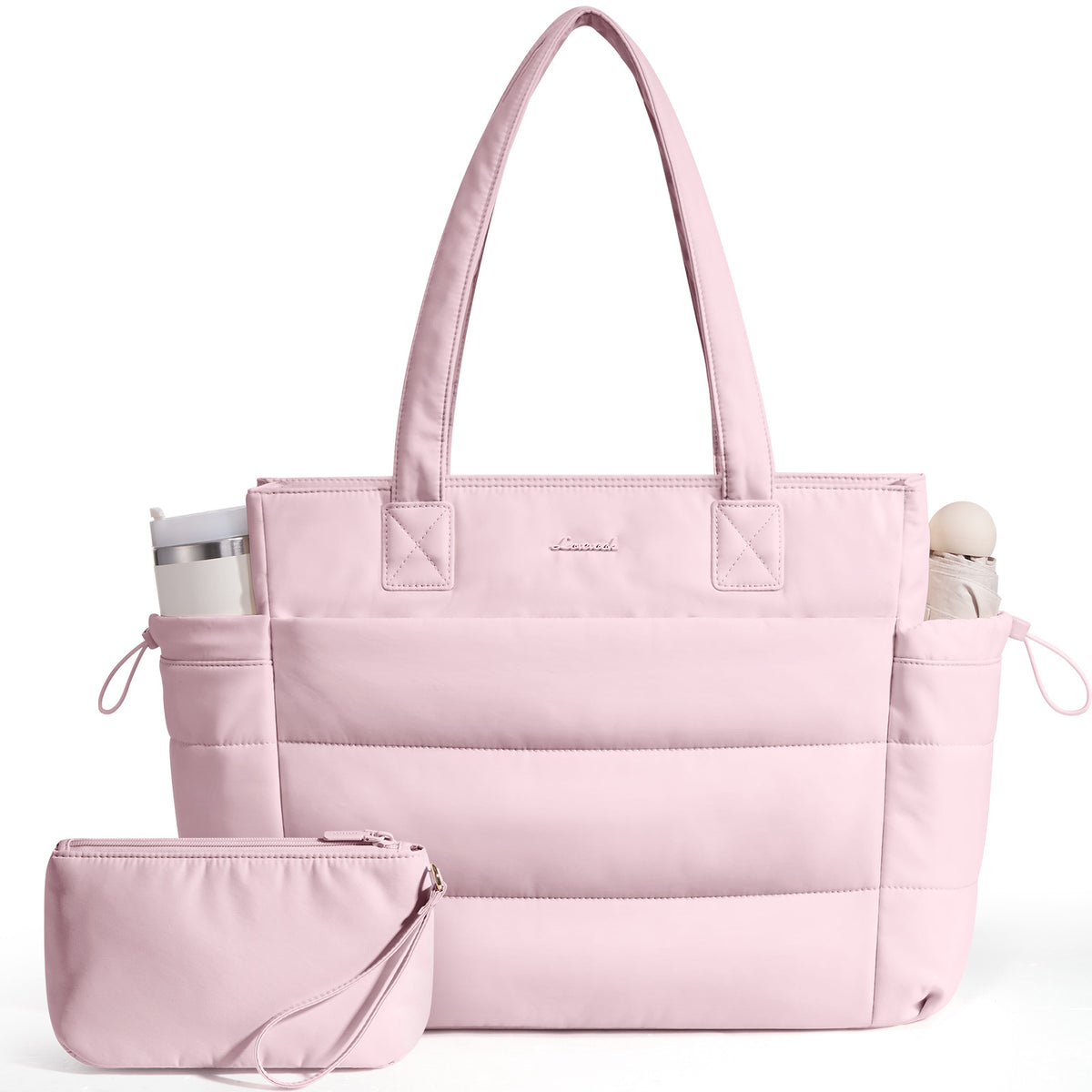Quilted Puffer Tote Bag with Pouch – 25L Waterproof Travel & Laptop Tote