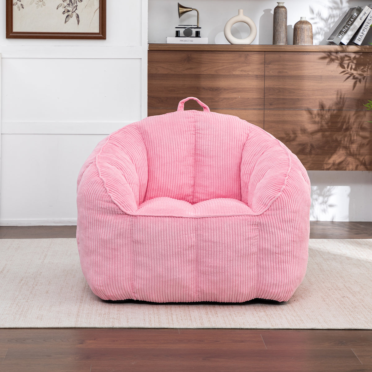Multi-Color Corduroy Bean Bag Ottoman Set
