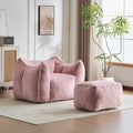 Multi-Color Faux Fur Bean Bag Ottoman Set