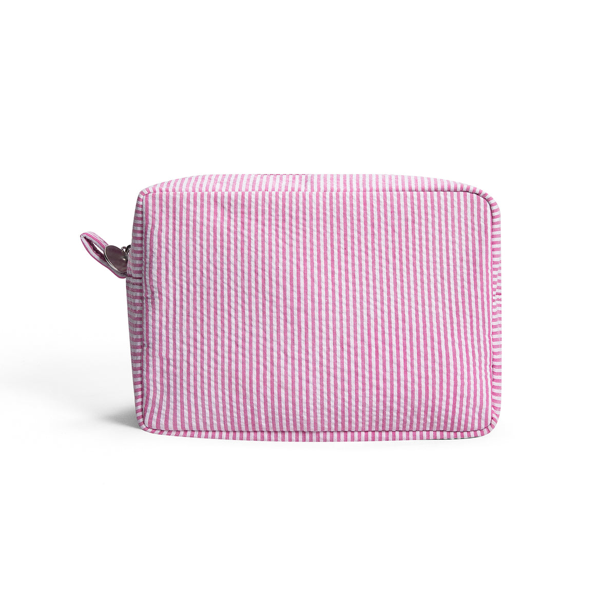 Seersucker Striped Makeup Bag – Cotton Cosmetic Pouch for Women