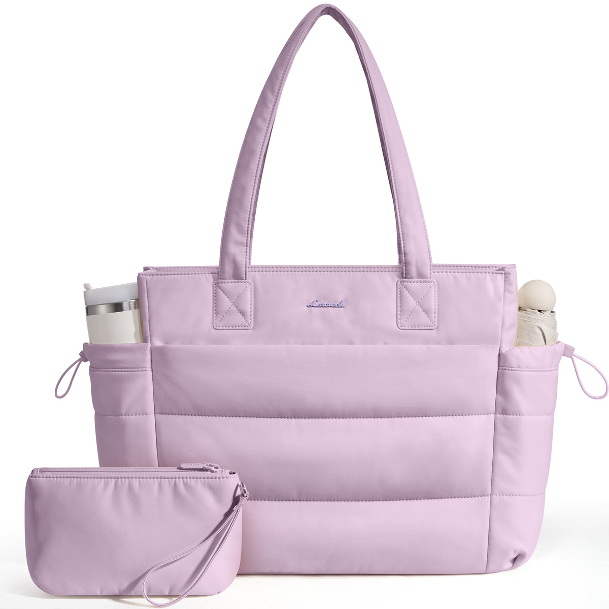 Quilted Puffer Tote Bag with Pouch – 25L Waterproof Travel & Laptop Tote
