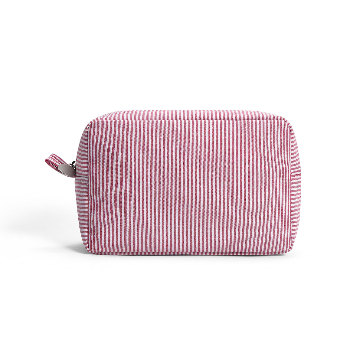 Seersucker Striped Makeup Bag – Cotton Cosmetic Pouch for Women