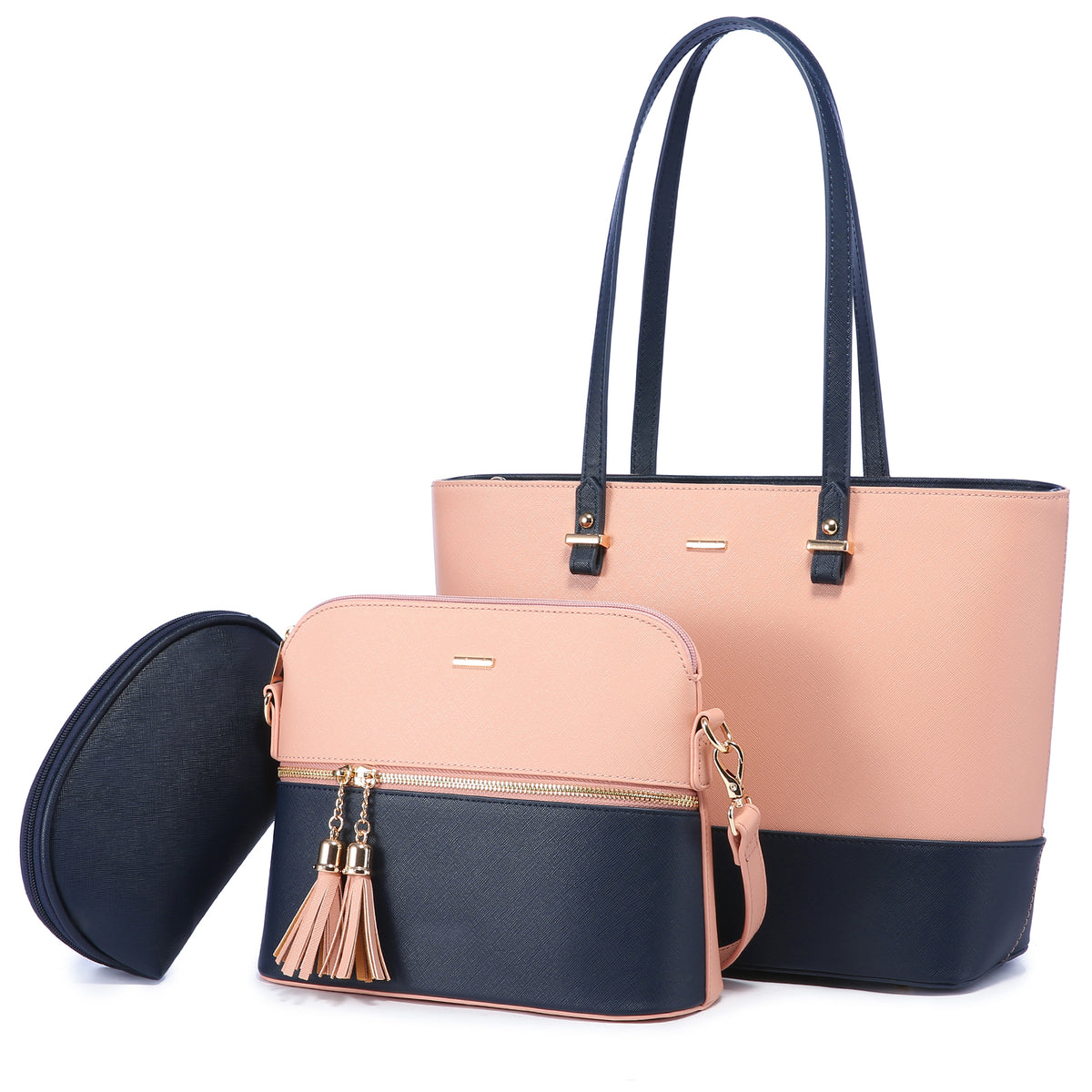 3-in-1 Tote Bag Set for Women – Vegan Leather Tote, Crossbody & Cosmetic Bag
