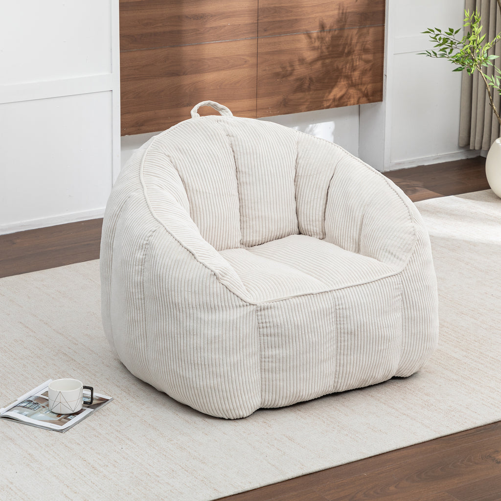 Multi-Color Corduroy Bean Bag Ottoman Set