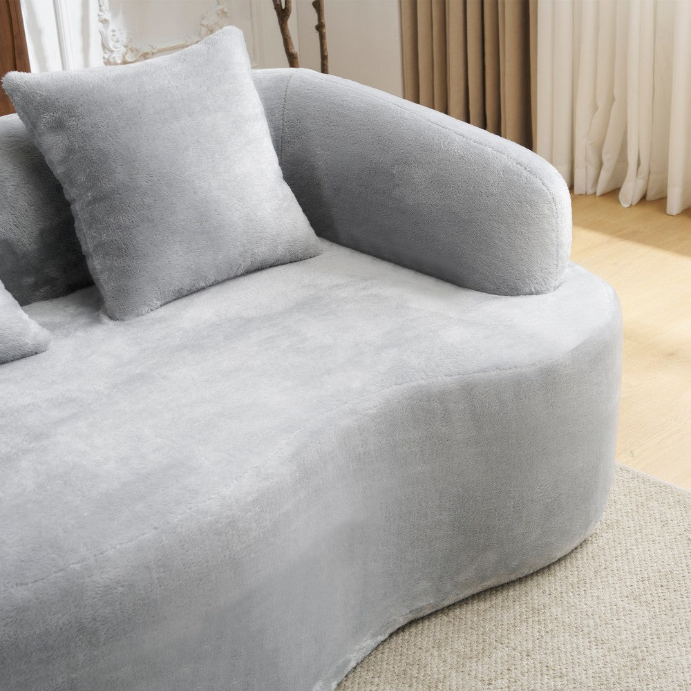 Beige Curved L-Shape 4-Seat Sectional Sofa