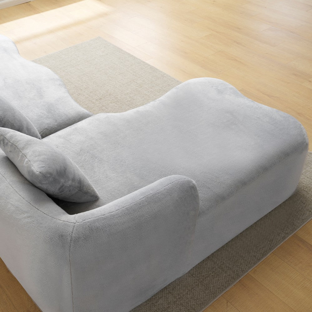 Beige Curved L-Shape 4-Seat Sectional Sofa