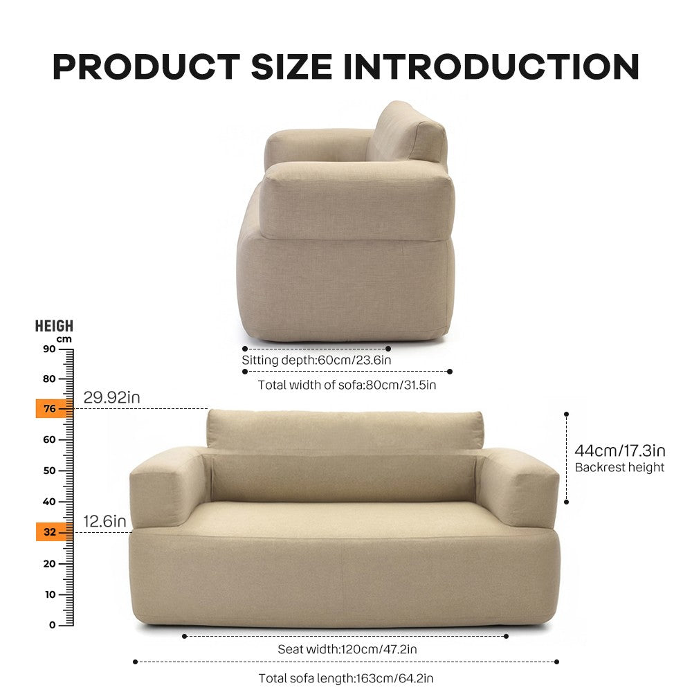 Beige Inflatable Loveseat Sofa - Auto Pump & Storage Bag