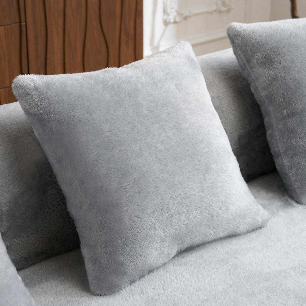 Beige Curved L-Shape 4-Seat Sectional Sofa