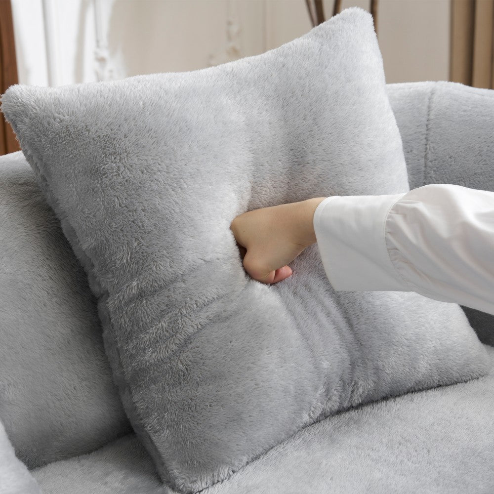 Beige Curved L-Shape 4-Seat Sectional Sofa
