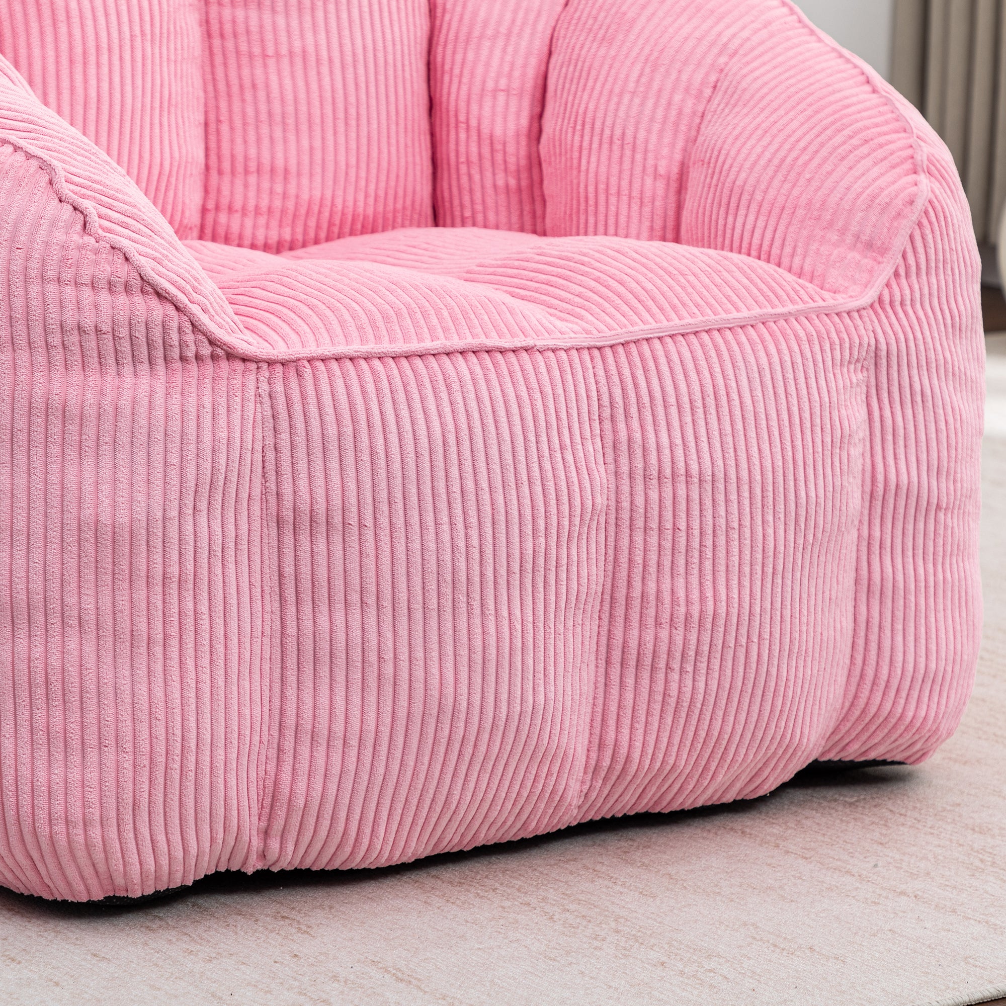 Multi-Color Corduroy Bean Bag Ottoman Set