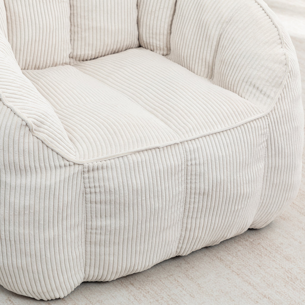Multi-Color Corduroy Bean Bag Ottoman Set