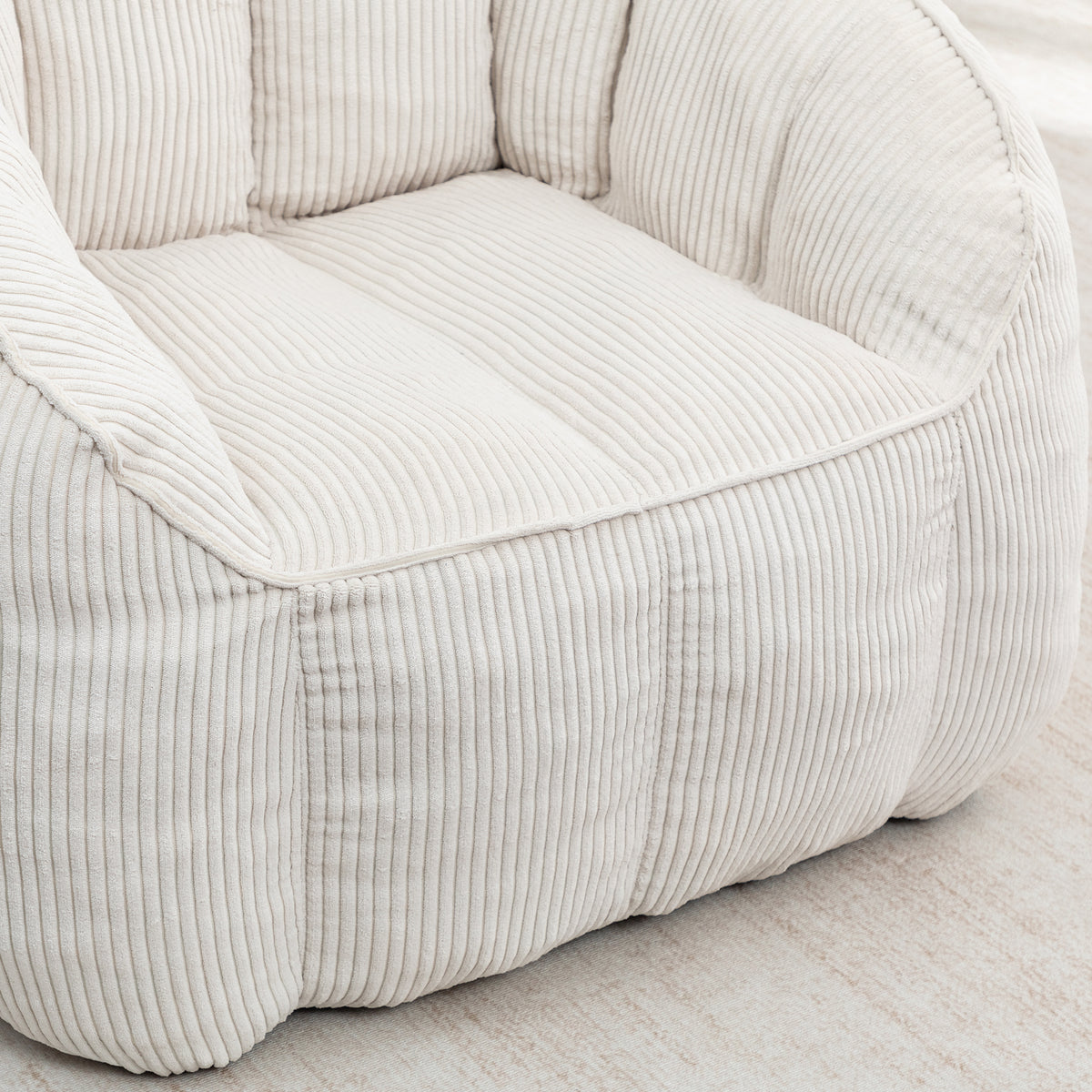 Multi-Color Corduroy Bean Bag Ottoman Set
