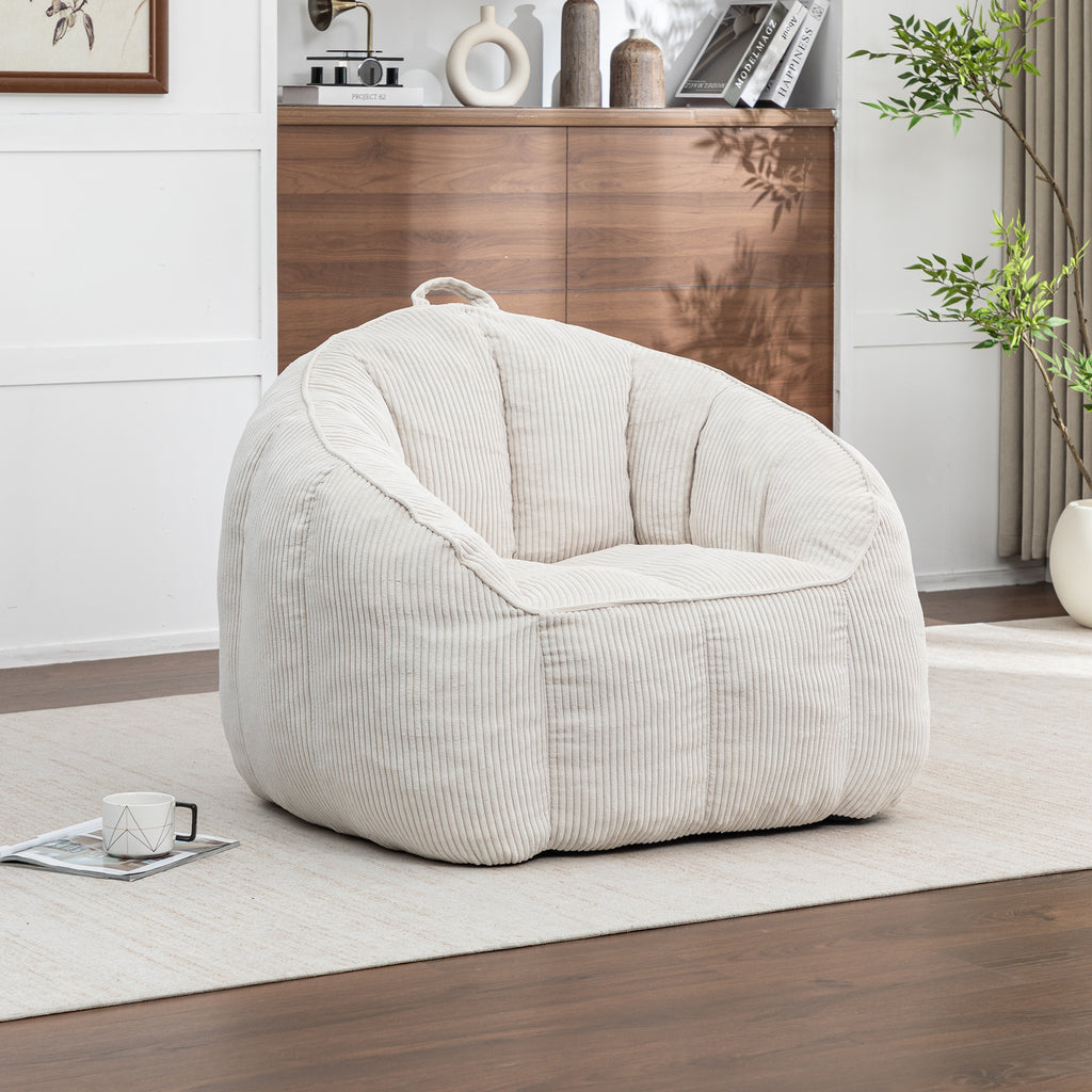 Multi-Color Corduroy Bean Bag Ottoman Set