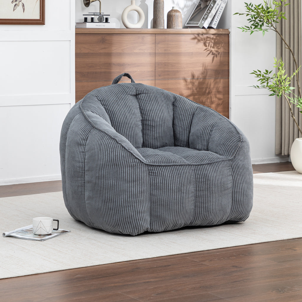 Multi-Color Corduroy Bean Bag Ottoman Set