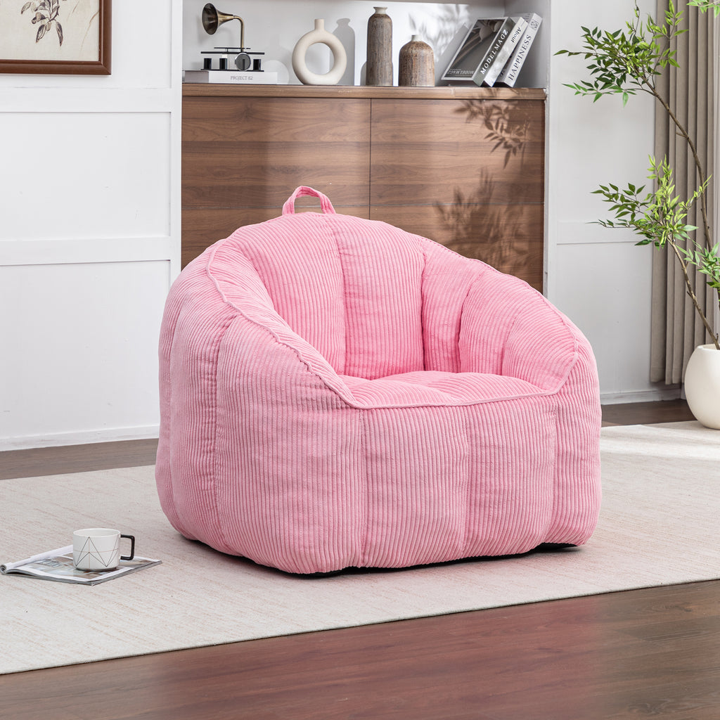 Multi-Color Corduroy Bean Bag Ottoman Set
