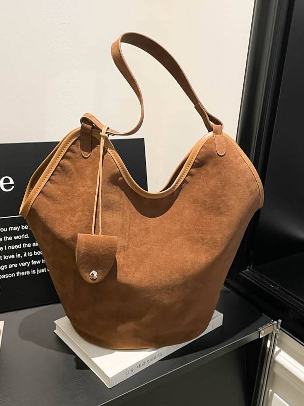Suede Hobo Bag with Matching Pouch – Slouchy Shoulder Bag for Women