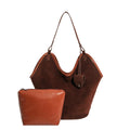 Suede Hobo Bag with Matching Pouch – Slouchy Shoulder Bag for Women