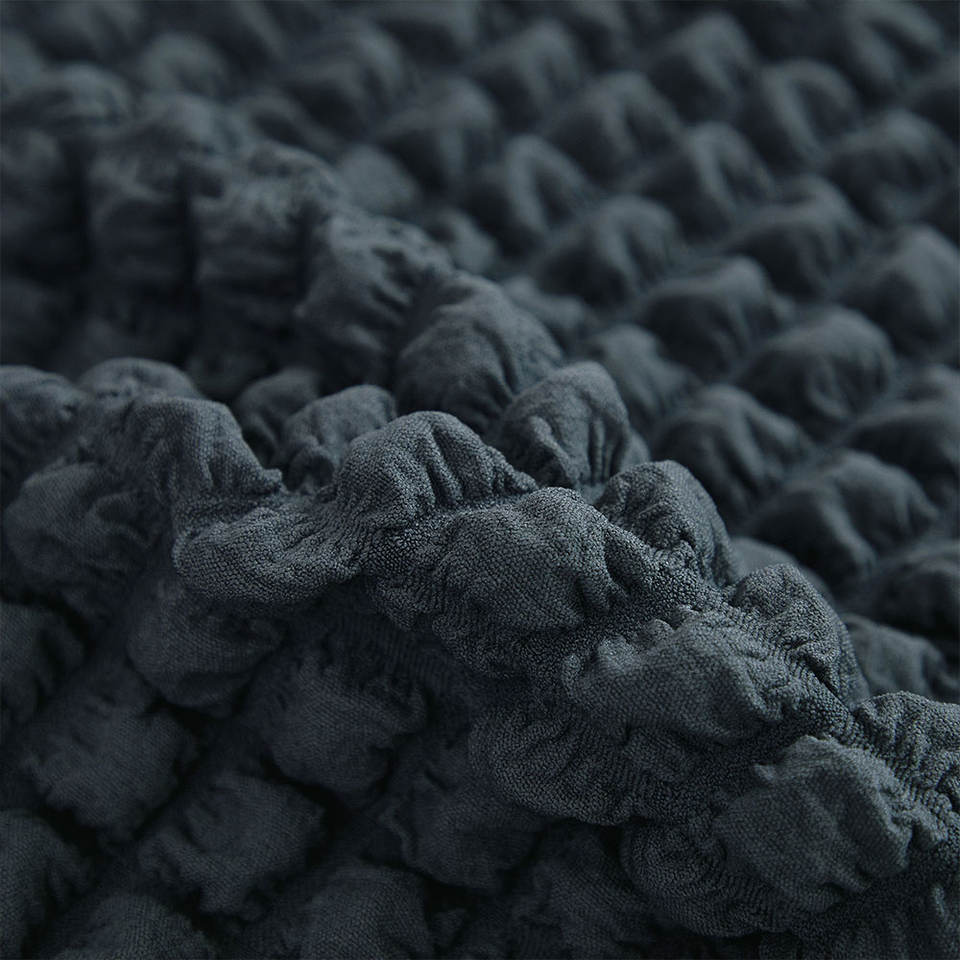 Bubble Textured Stretch Sofa Slipcover with Ruffled Skirt