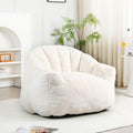 Ivory Scalloped Bean Bag Chair - Armrests