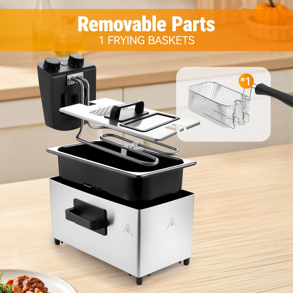 Stainless Steel Electric Deep Fryer with Basket
