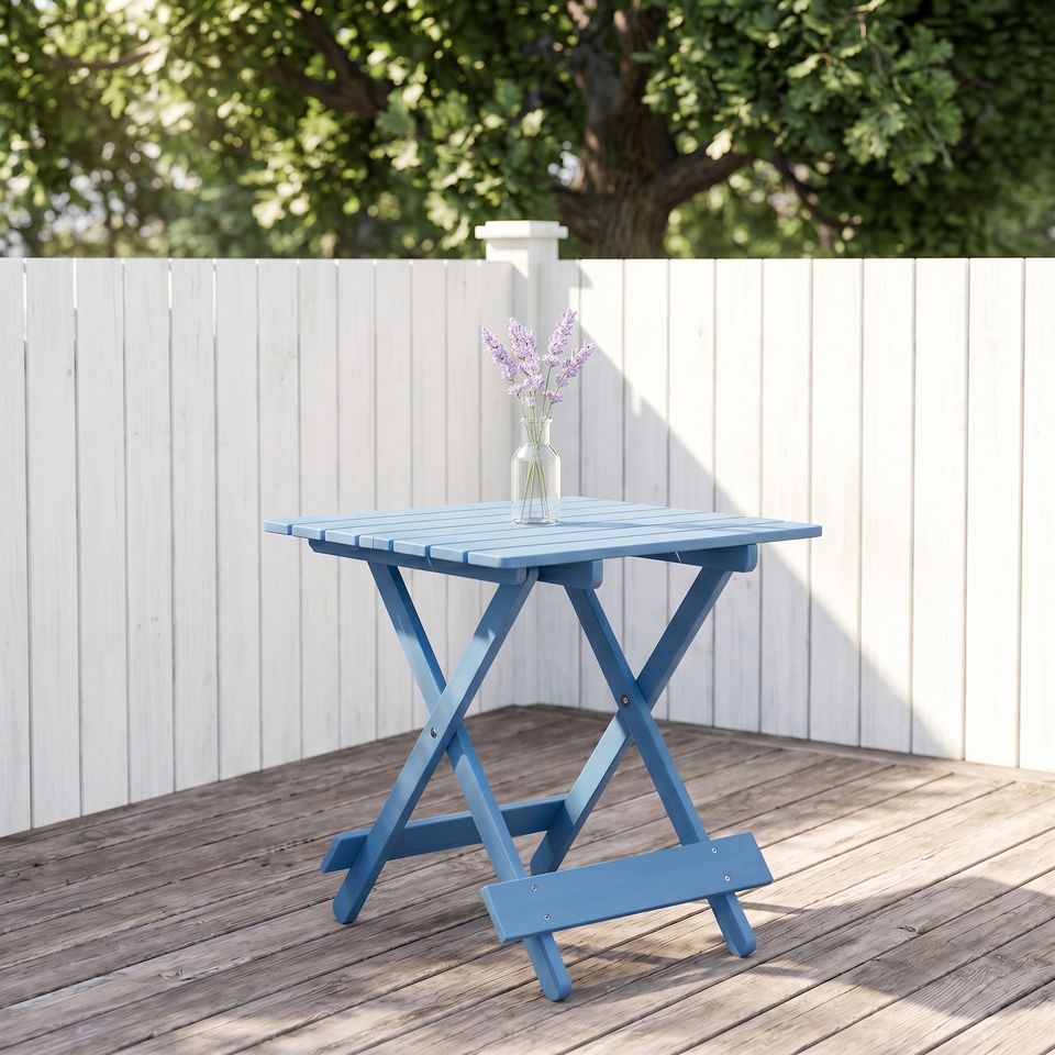 Blue Wood Folding Adirondack Side Table