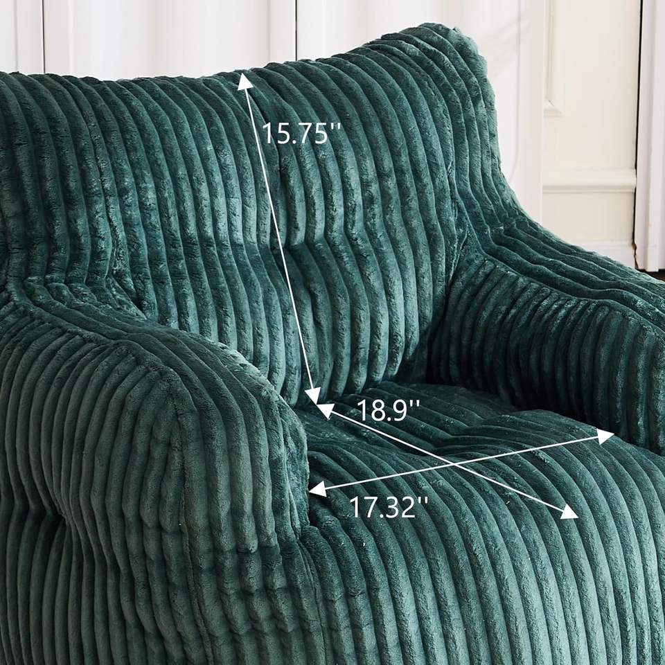 Green Corduroy Bean Bag Lounge Chair Set