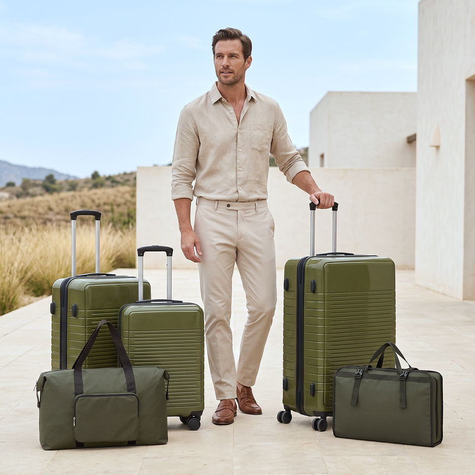 5-Piece Hardside Luggage Set – Spinner Suitcases with Duffel & Garment Bag