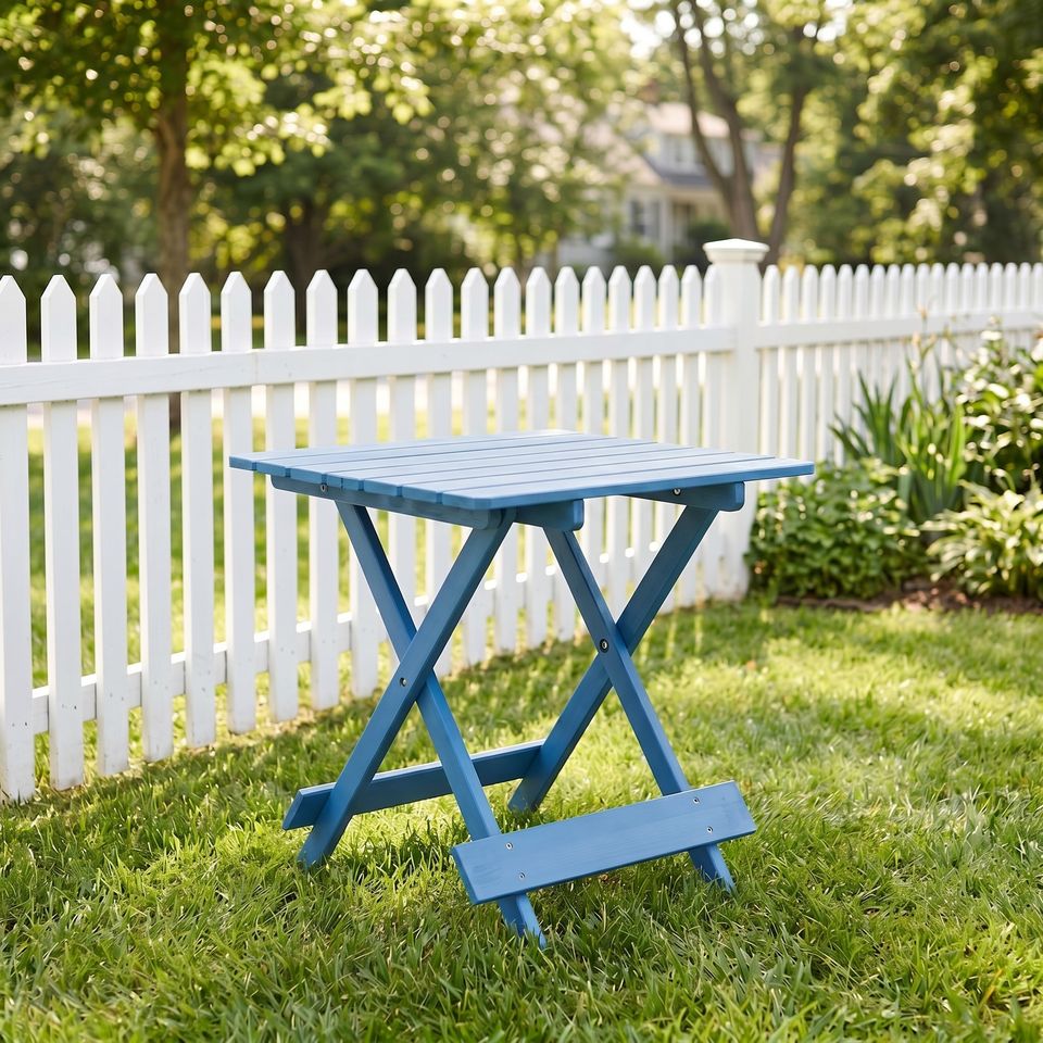 Blue Wood Folding Adirondack Side Table