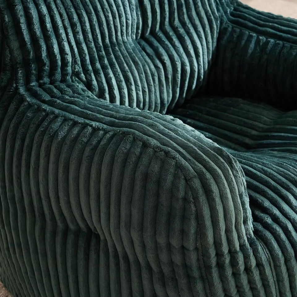 Green Corduroy Bean Bag Lounge Chair Set