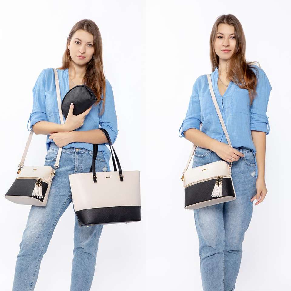 3-in-1 Tote Bag Set for Women – Vegan Leather Tote, Crossbody & Cosmetic Bag