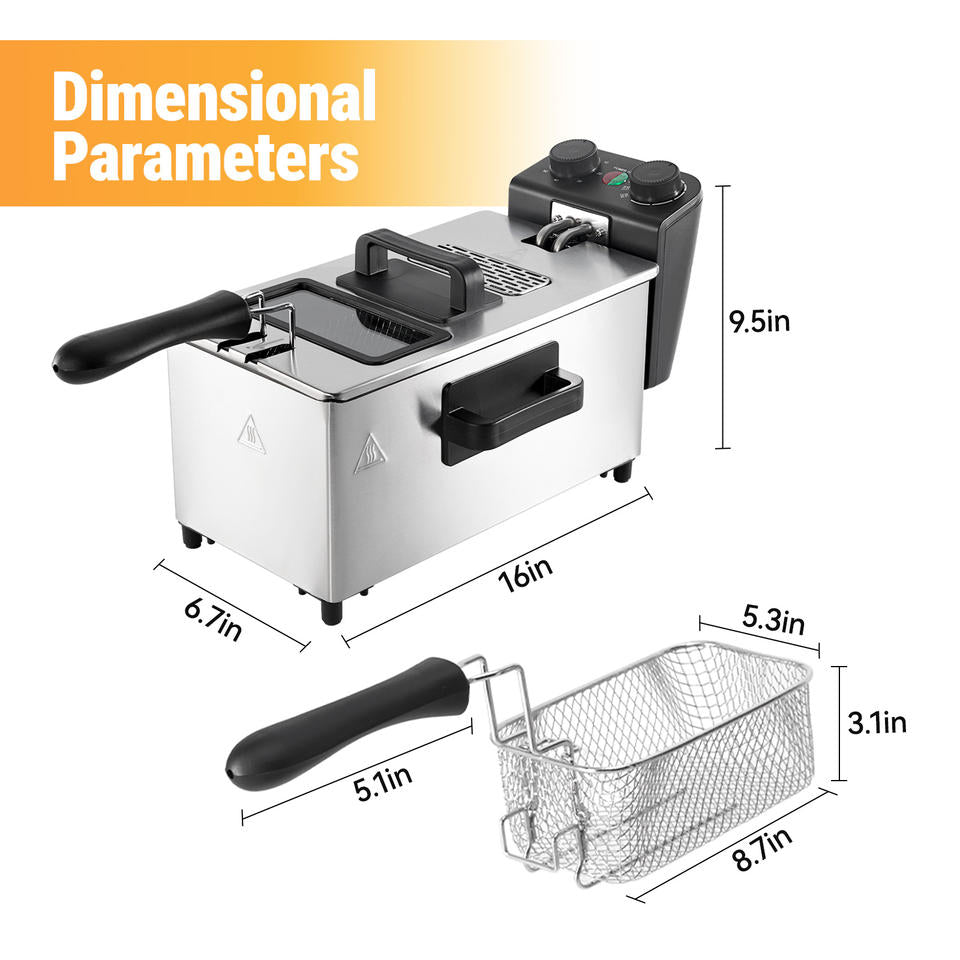Stainless Steel Electric Deep Fryer with Basket