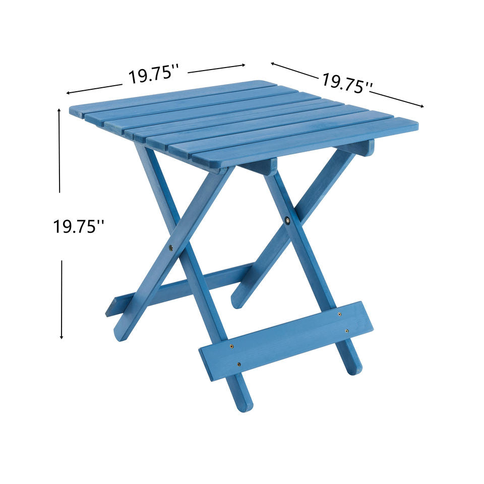 Blue Wood Folding Adirondack Side Table